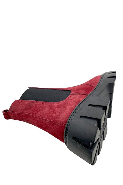 Nubebe Chelsea Kız Çocuk Deri Kısa Çizme Bordo Nubuk