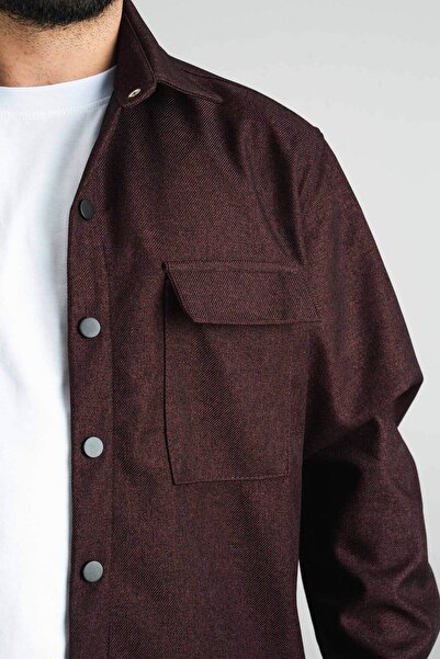 bombe Ανδρικό Claret Red Seasonal Casual Scuba Coating Αθλητικό κομμένο παλτό πουκάμισο με κουμπωτά