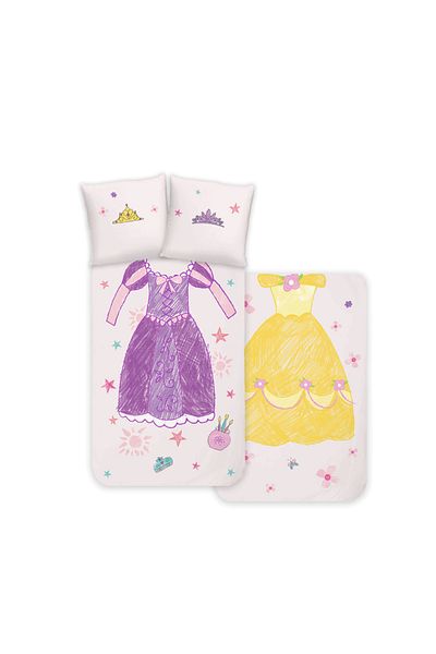 Disney Collection Princess Kinder Wendebettwäsche-Set 135x200 - Kopfkissenbezug 80x80, 100% Baumwolle