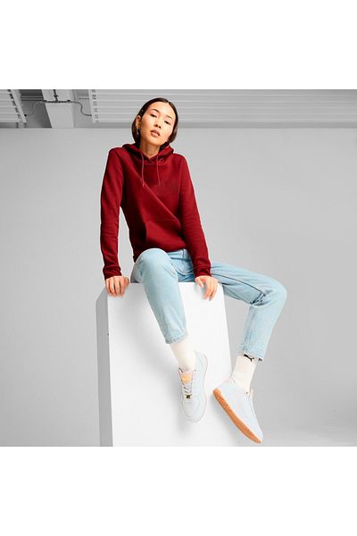 Puma Hanorac cu glugă pentru femei Ess Logo Lab, roșu Claret