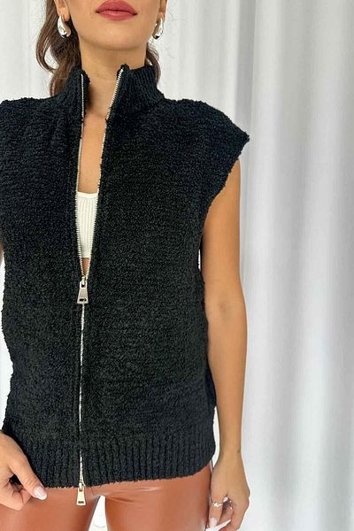 Mine Tan Butik Vestă Teddy - Neagră