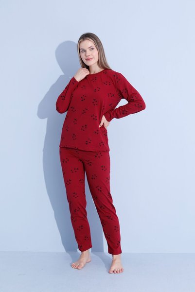 PİJAMOOD Kadın  Baskılı Uzun Kollu Pamuklu Pijama Takımı