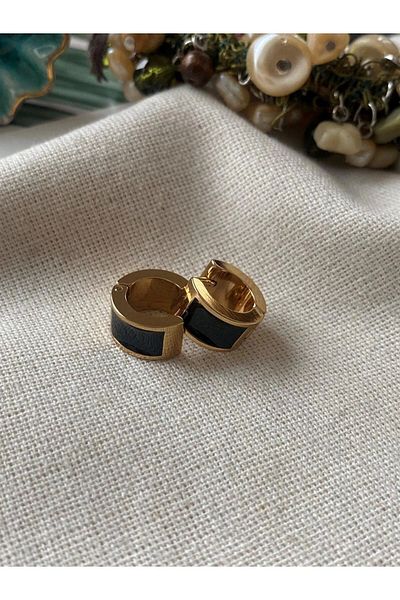 mrsflower jewelry Steel Black Hoop Earrings
