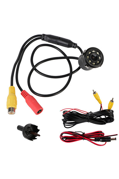 Choice كاميرا رؤية خلفية للسيارة 12 فولت، سوداء اللون، مزودة بنظام مساعدة الركن (PDC) ونظام Parktronics للرؤية الليلية، و8 مصابيح LED، بزاوية رؤية 170 درجة.