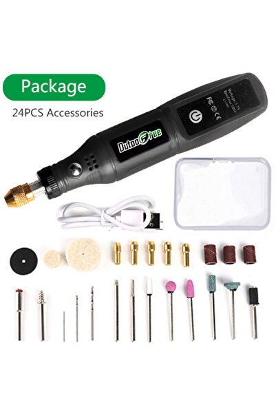 Choice Black With 24pcs USB Cordless Rotary Tool Kit Woodworking Engraving Pe...