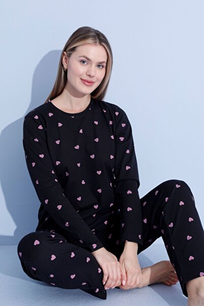 PİJAMOOD Жіночий комплект піжами з довгими рукавами з бавовни з принтом