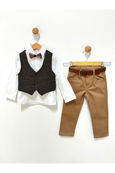 By Cwhr Tuxedo with Vest Bow Tie Shirt with Belt Boy's Pants with Vest Boy's Suit