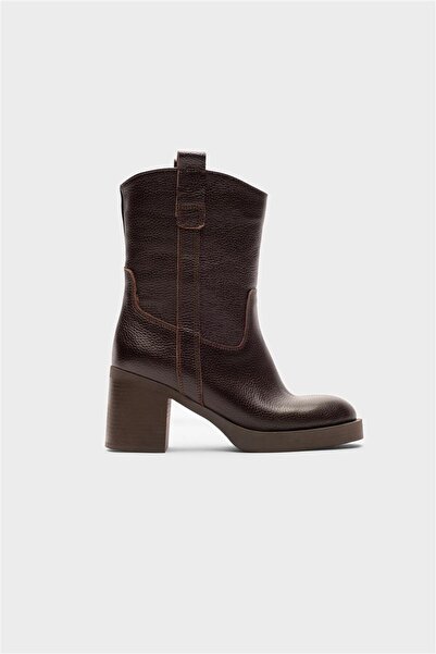 Milaura KADIN KAHVERENGİ FERMUARSIZ HAKİKİ DERİ BOT 20386