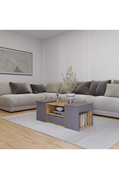 AYMOBSAN Lila Orta Sehpa 3'lü Takım Zigonlu Modern, 100 cm, Atlantik Çam - Si...