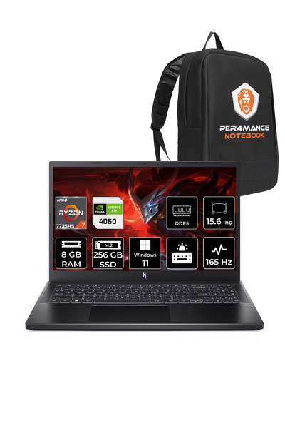 ACER Nitro V15 R7-7735HS 8GB 256GB SSD RTX4060/8GB 15.6'' 165Hz FHD W11P & PE...