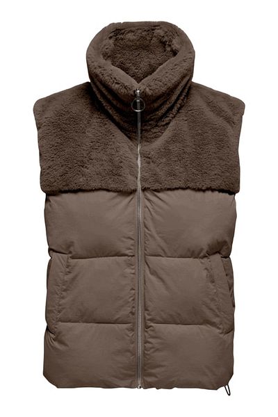 ONLY Onlwanja Fur Puffer Mix Waistcoat Cc Otw A.Khaki