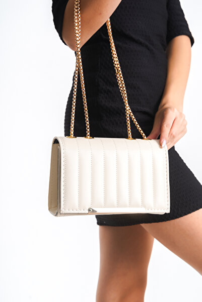 Zlato Geantă de damă cu lanț cu detalii aurii bej