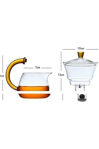 MIBRU Tea herbal wooden base glass jug server set