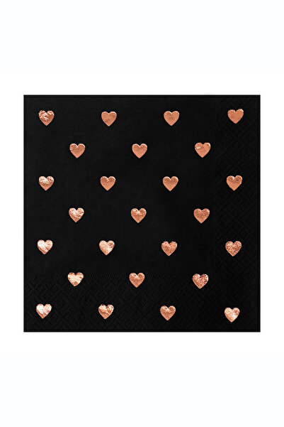 Story مناديل ورقية سوداء اللون مقاس 33x33 سم، مزينة بنقوش الورد والقلب، مناسب...