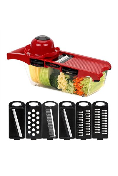 Choice Red Multi-function Vegetable Cutter Mandoline Slicer 6 Blades Grater Potato Peeler Kitchen Gadget