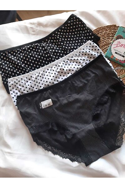 Tutkum Πακέτο 5 Γυναικεία βαμβακερά βαμβακερά εσώρουχα με λεπτομέρεια με δαντέλα με ψηλή μέση Bato Edge