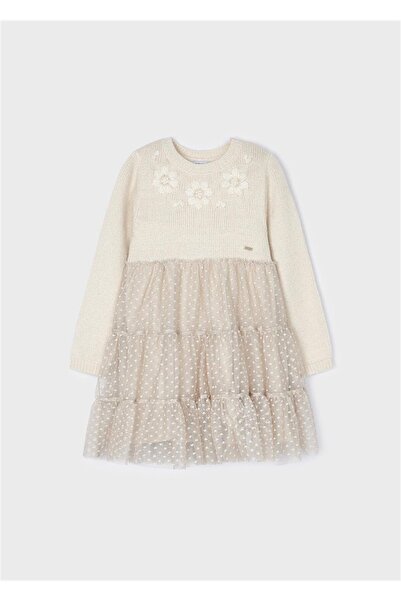 MAYORAL Kız Çocuk Uzun Kol Triko Elbise Tüllü