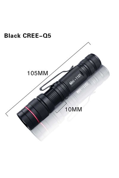 ATcomm Black Mini Led Flashlight Q5 Zoomable Portable Torch Flashlights 3 Modes Waterproof Aa Battery For O