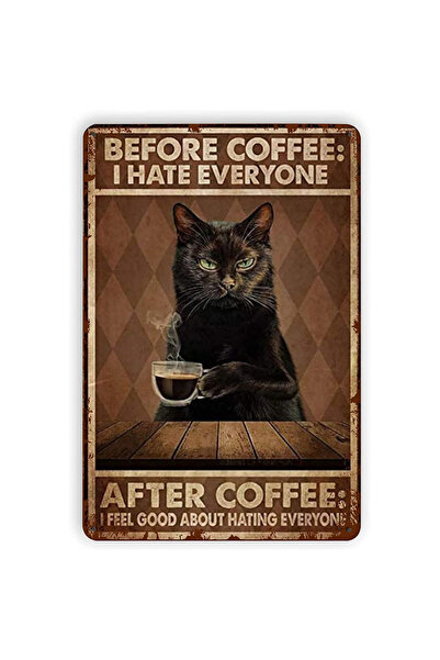 Choice 30x20cm 1pc Funny Cat Coffee Metal Tin Sign, Vintage Kitchen Signs, Wa...