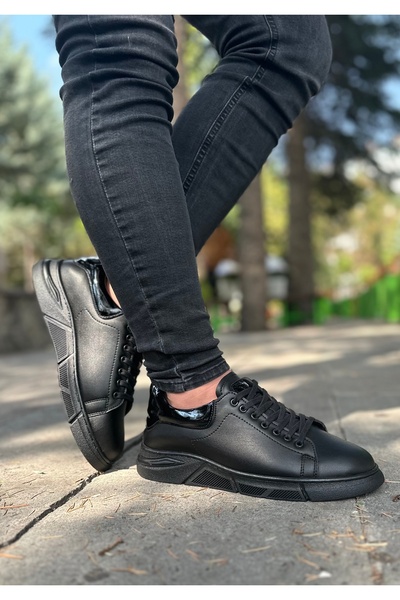 Bonjey Černá kůže Pánská obuv pro volný čas Vodoodpudivá umělá kůže Guma se šněrováním Velikost 40 44