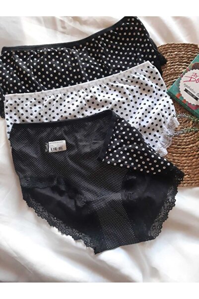 Tutkum Πακέτο 5 Γυναικεία βαμβακερά βαμβακερά εσώρουχα με λεπτομέρεια με δαντέλα με ψηλή μέση Bato Edge