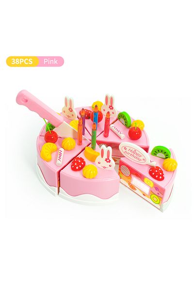 Iu Sxter 38pcs Set Pink Girl Toy Cake Diy Minature Food Simulation Pretend Play Kitchen Set Tea Kid Cut Game