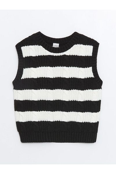 LC Waikiki Lcw Kids Ecru Crew Neck Girl's Knitwear Sweater
