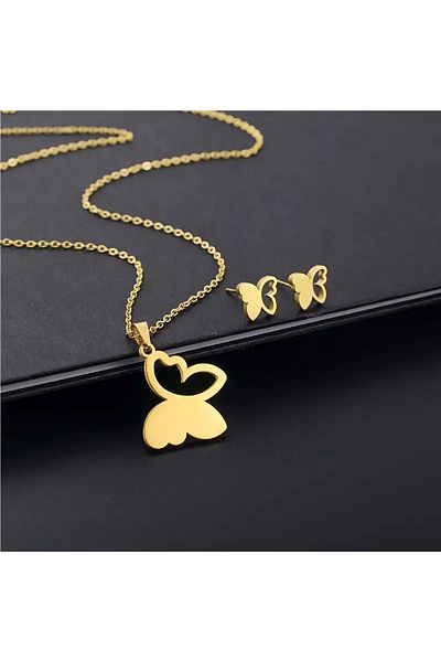 Ayzen Butterfly Necklace Earrings Set