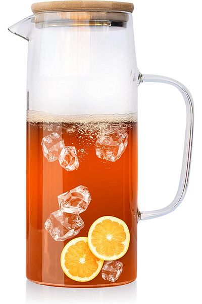 MIBRU Cold drinks juice glass jug wood lid 1000ml