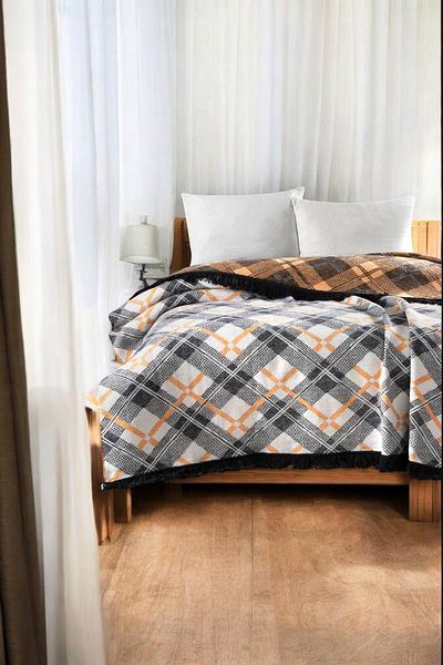 lissehome 4 Season Cotton Blanket - Soft and Light Comfort Gray Yellow 200cm X 220cm