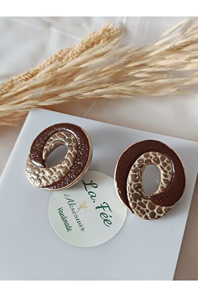 La fee aksesuar Leather-Like Textured Polymer Clay Earrings - Steel Earrings ...