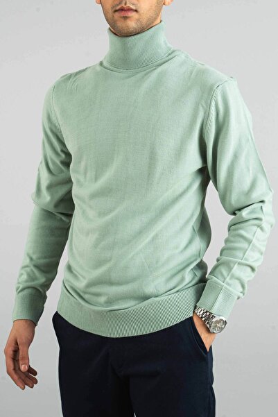 bombe Ανδρικό πλεκτό πουλόβερ με βαμβακερό λαιμόκοψη με λεπτή εφαρμογή