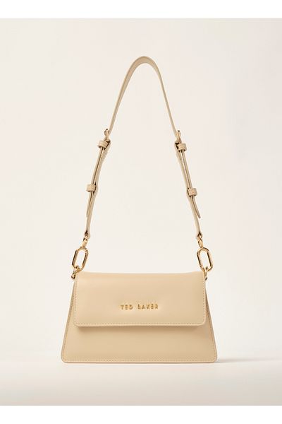 Ted Baker Malá taška přes rameno z béžové hladké kůže s přebalem 8266