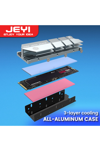 JEYI مبرد حراري ColdFish-Gray SSD M.2 NVME NVME NGFF M.2 2280 من الألومنيوم