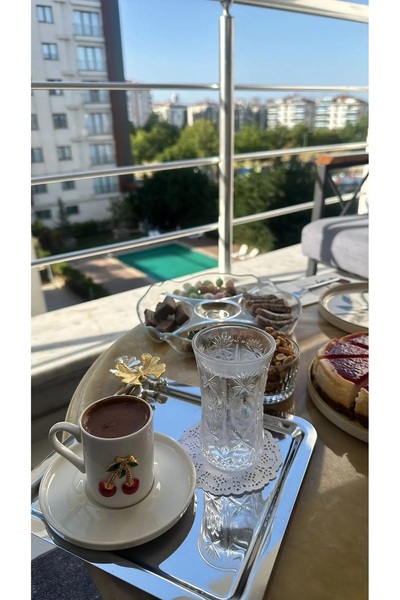 AHİR TİCARET 2’li Lüx Kelebek Aksesuarlı Paslanmaz Çelik Kare Gümüş Kahve, Çay, Dekoratif Sunum Servis Tepsisi