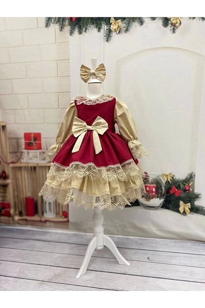 Nissa Mona 4-Piece Front Bowknot Girl's Dress