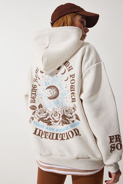 Lovelyİstanbul Beige Hooded Knitted Sweatshirt - Lub0059
