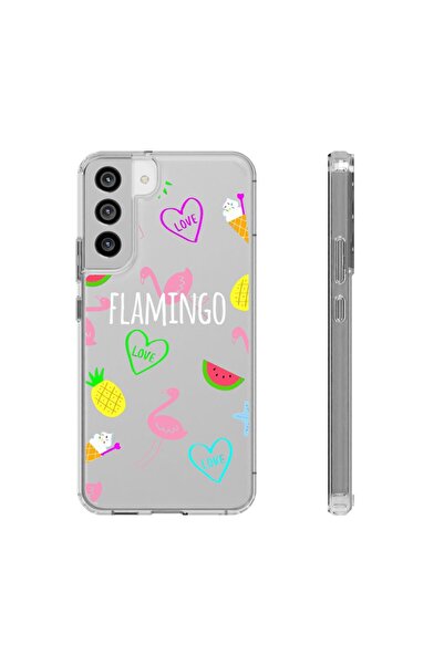 izzytech حافظة هاتف متينة لهاتف سامسونج S21 فائقة الشفافية بنمط البطيخ فلامنغو