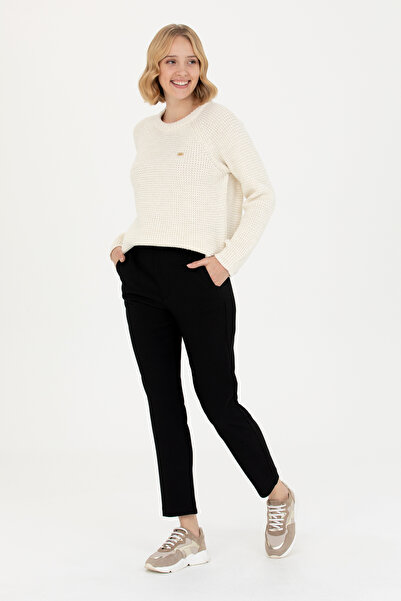 U.S. Polo Assn. Pulover de damă crem cu guler rotund 50272045 -VR071