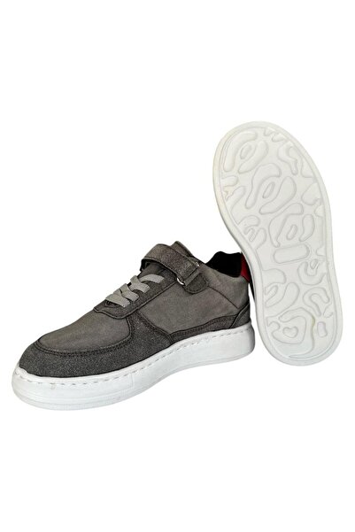 Liger Çocuk Bağcıklı Cırtlı Keten Spor Ayakkabı FÜME