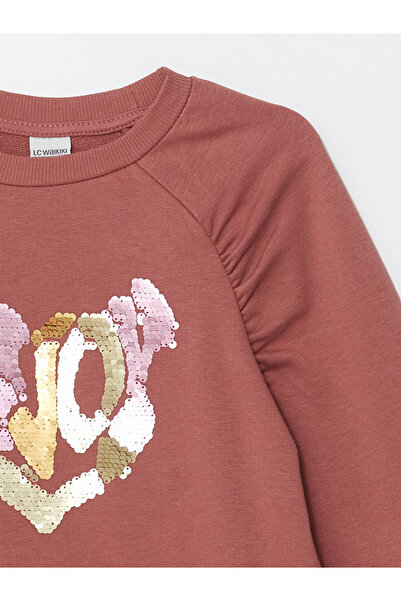 LC Waikiki Pink Crew Neck Girl's Sweatshirt