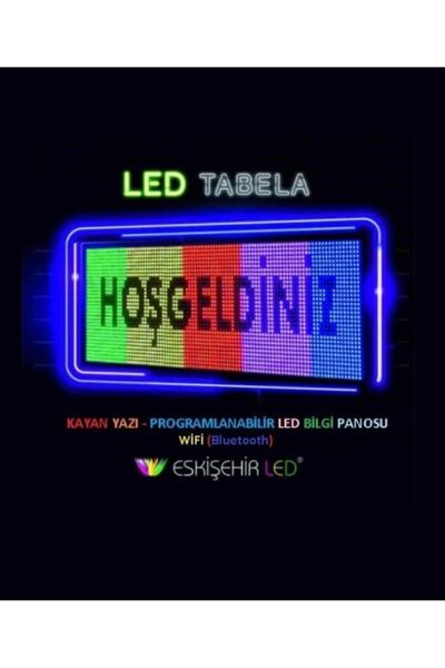 Rgb Kayan Yazı, Renkli Led Tabela 16x96 Cm Çift Yön