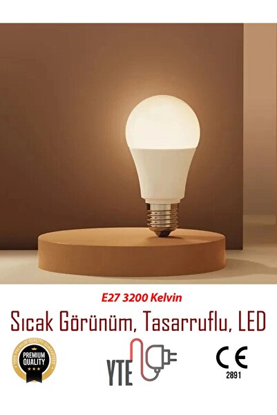YTE Gün Işığı, Sıcak Görünüm Tasarruflu 9 W 1. Kalite Led Ampul E27-3200kelvin