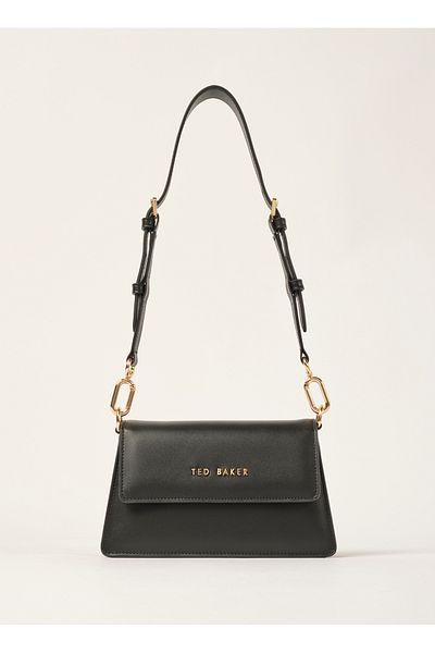 Ted Baker Černá malá taška přes rameno z ploché kůže 8266