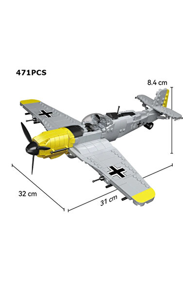Choice مكعبات بناء تعليمية لمقاتلة Bf-109 بمقياس 1:48 من الجيش مكونة من 471 قطعة مكعبات صغيرة للأطفال مع رسومات عسكرية