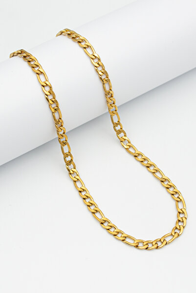 Santalio قلادة سلسلة من الفولاذ المقاوم للصدأ موديل فيجارو لون ذهبي - 5 ملم