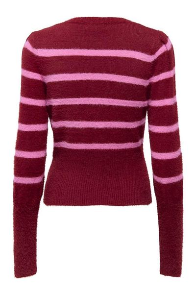 ONLY Onlpiumo Ls Puff Stripe O-Neck Cc Knt - Red 15324211