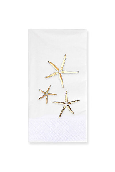 Story 40x40 سم ورقة ذهبية نجوم البحر نمط البحر 16 قطعة مناديل ورقية بيضاء اللون
