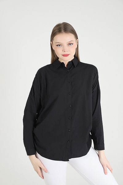 Dabenti women style Cămașă neagră supradimensionată pentru femei - 6122