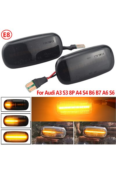 Choice مصباح إشارة جانبية ديناميكي أسود رائع من نوع LED لجناح السيارة الأمامي لسيارة Audi A3 S3 8p A4 S4 Rs4 B6 B7 B8 A6